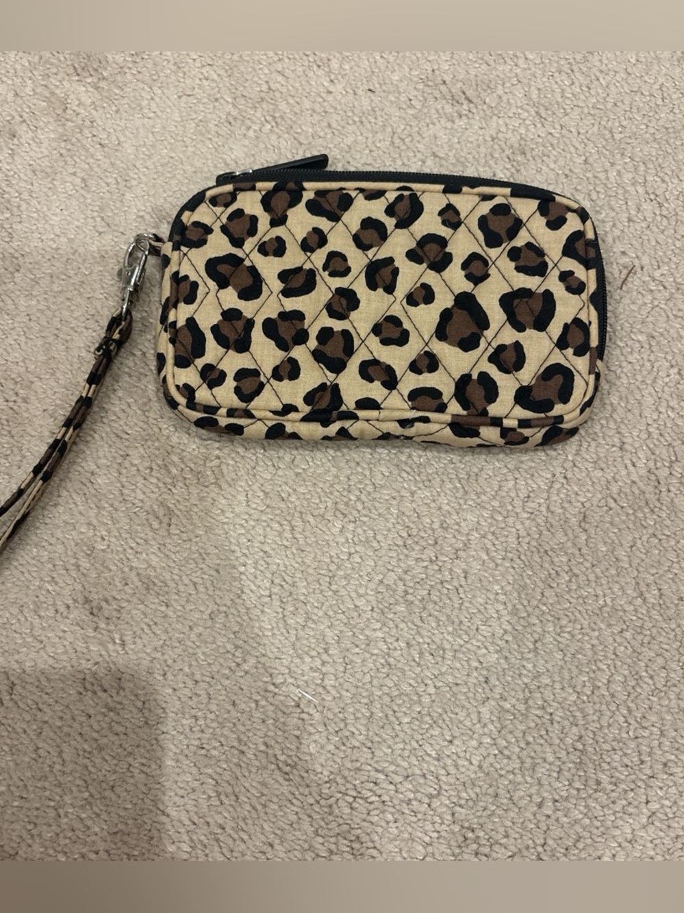 Vera Bradley Leopard Quilted Wristlet Wallet - Cream & Brown